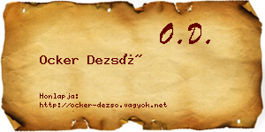 Ocker Dezső névjegykártya